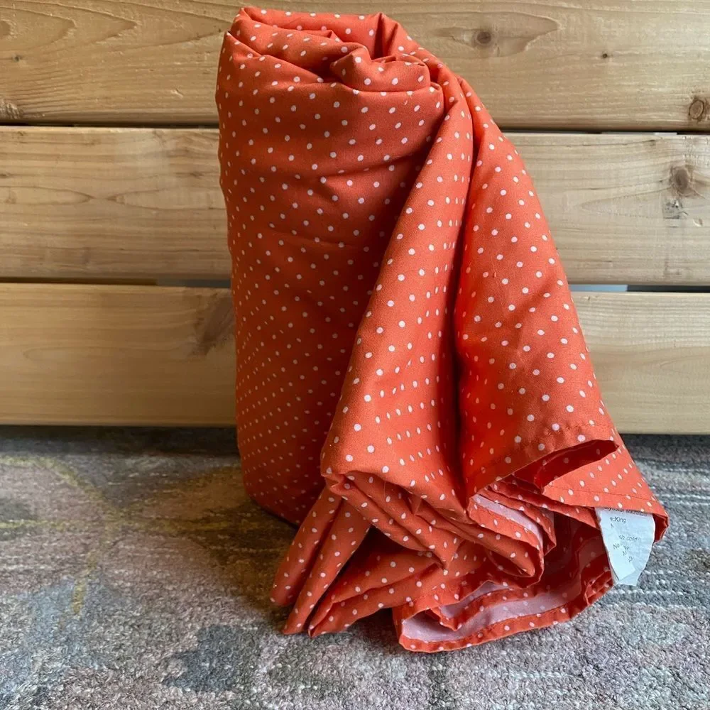 Simple Orange White Dot Bed Flat Top Sheet